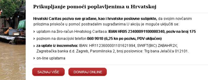 Prikupljanje pomoći poplavljenima u Hrvatskoj